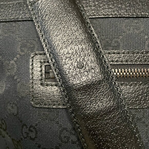 Gucci Authentic Vintage Black Canvas Crossbody Messenger Bag Leather Trim - Picture 16 of 16